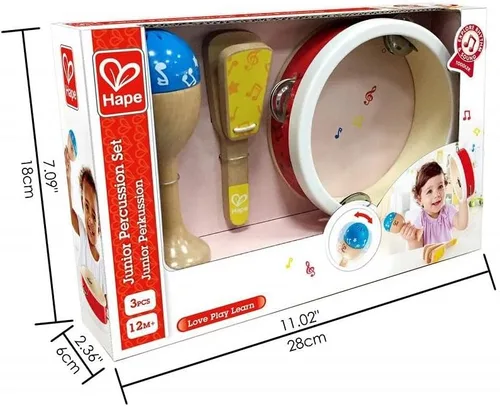 Miniatura 3 de Hape Juego de percusión junior Juego de instrumentos de percusión de madera de 3 piezas para niños pequeños, E0615