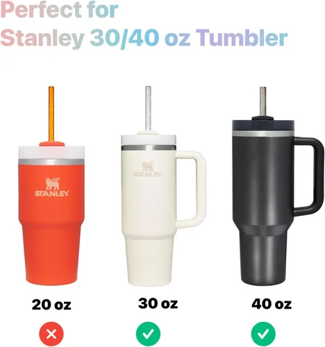 Miniatura 2 de Paquete de 6 popotes reutilizables con purpurina, 12 pulgadas de largo, se adapta a vasos Stanley de 30/40 onzas, material PCTG de alta calidad sin