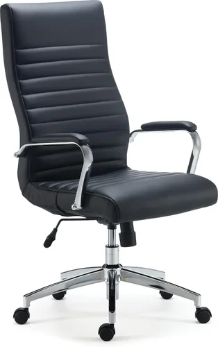 STAPLES Bentura - Silla ergonómica de oficina ejecutiva y gerente, respaldo alto, altura ajustable, cuero regenerado, color negro