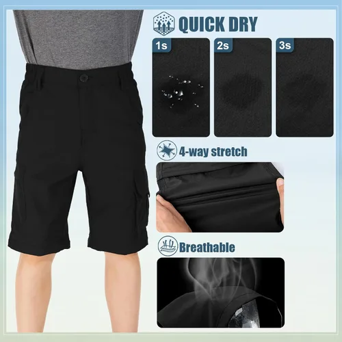 Miniatura 5 de Pantalones cargo para niños, estilo casual, secado rápido, impermeables, para senderismo, escalada, convertibles