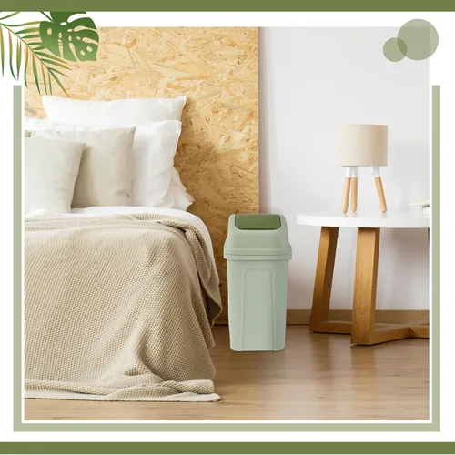 Miniatura 6 de Sumind 2 piezas cubos de basura de baño de 2.6 galones con tapa oscilante, cubo de basura pequeño de plástico para baño, cubo de basura para Verde