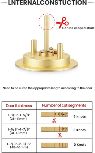Miniatura 5 de goldenwarm Cerradura de Puerta Corrediza Redonda de Níquel Cepillado, Herrajes para Puerta Corrediza para Orificio Redondo de 2-1/8'', Manijas