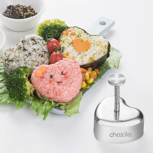 Miniatura 5 de Molde de Onigiri y Spam Musubi en forma de corazón, molde de bola de arroz de acero inoxidable, regalos para el día de San Valentín para niños
