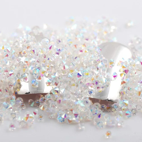 Miniatura 7 de 5000 cuentas de diamantes de imitación de cristal de diamante ultra mini de 0.044 pulgadas con parte trasera plana, cristales iridiscentes, brillo