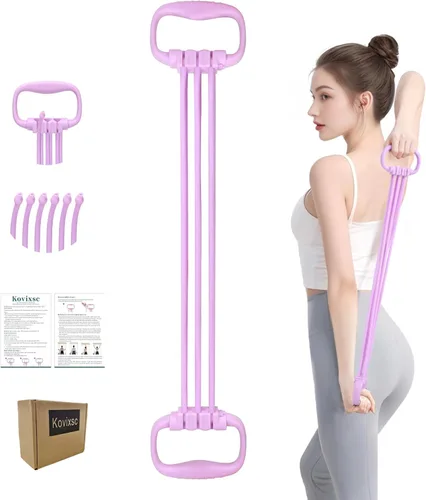 Miniatura 8 de Figura 8 banda de resistencia para mujeres de 15 a 90 libras, bandas de resistencia ajustables con asas para ejercicio de espalda y brazo, 6 cuerdas