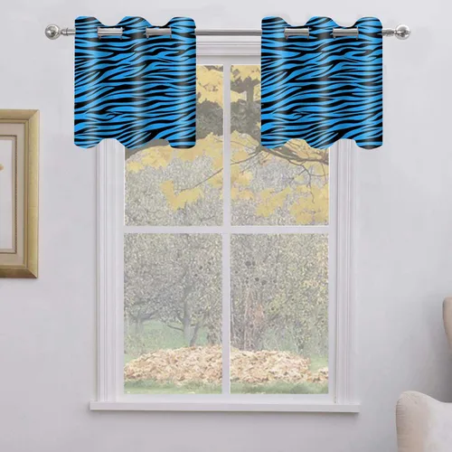 Cortinas con estampado de cebra, oscurecimiento de la habitación, con aislamiento térmico, opacas, modernas, color negro y azul, con ojales para