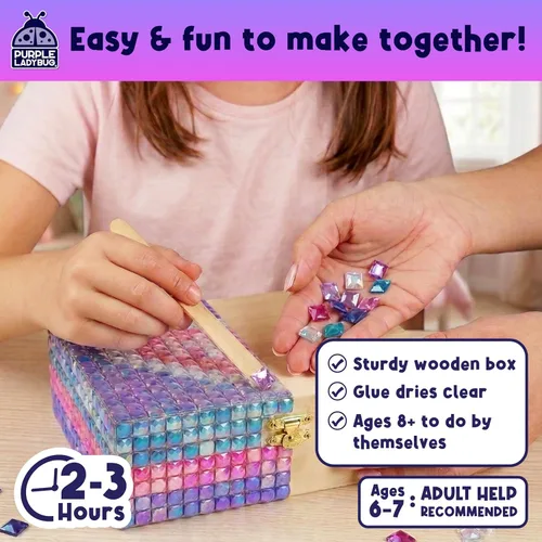 Miniatura 6 de PURPLE LADYBUG Joyero artesanal para niñas de 8-12, 6-8, regalo de cumpleaños para niñas de 7, 8, 9, 10, 11, 12 años, divertidas artes