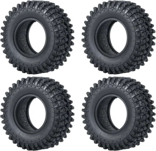 Miniatura 2 de SWX Neumáticos de oruga de 1.0 "4 piezas de neumáticos de goma micro para 1/24 RC Crawler Car Axial SCX24 90081 AXI00001 AXI00002 (1.969 in)