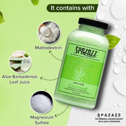 Miniatura 5 de Spazzaz - Cristales de aromaterapia para bañera de hidromasaje y spa. Cristales de pera kiwi de 22 onzas y sales de baño, sin aceite y seguro