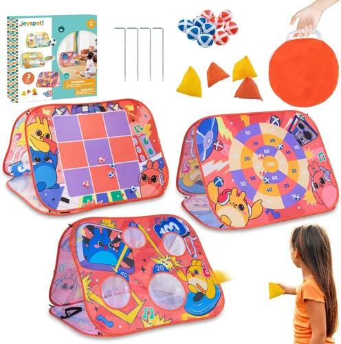 Giant 3 in 1 Bean Bag Toss Game for Kids, Toddler Outdoor Toss Toys for 2 3 4 5 6 7 8 Year Old Boys Girls, Family Party Supplies, Cornhole Party