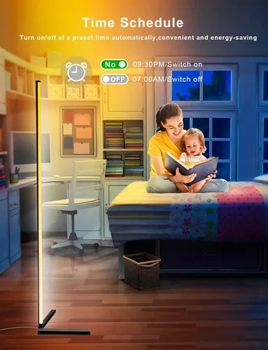 Miniatura 5 de Lámpara de pie de esquina, lámpara de pie LED que cambia de color de 165 cm con sincronización de música, lámpara de esquina de iluminación