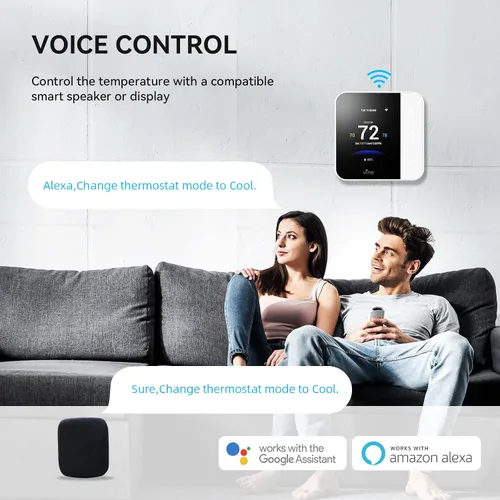 Miniatura 5 de Termostato Vine para el hogar con pantalla táctil a color, termostato inteligente WiFi compatible con Alexa y Google Assistant, programable para 7