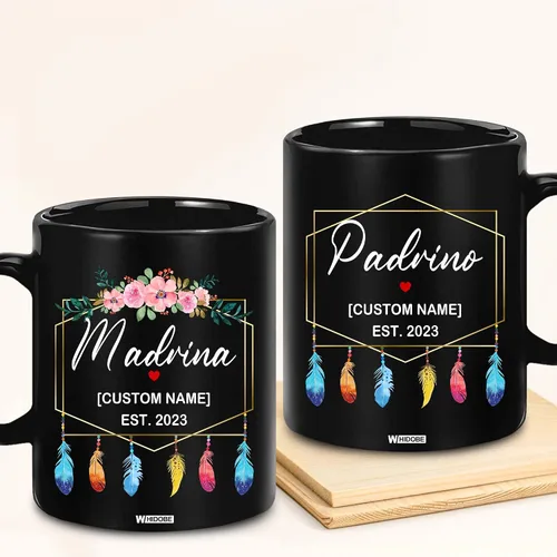 Miniatura 2 de WHIDOBE Tazas de café personalizadas Padrino Madrina, propuesta de regalos de padrinos de dios, juego de tazas españolas de propuesta de Madrina
