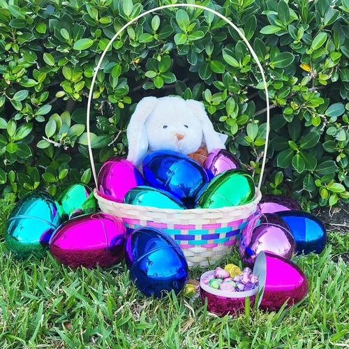 Miniatura 8 de Chochkees Huevos de Pascua rellenables (paquete de 12) huevos de Pascua gigantes de plástico metálicos coloridos de 6 pulgadas, se mantienen