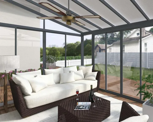 Miniatura 5 de Palram - Canopia Sanremo - Toldo para patio cerrado de 13 x 14 pulgadas, kit de terraza gris de bricolaje inclinado a cenador con paredes