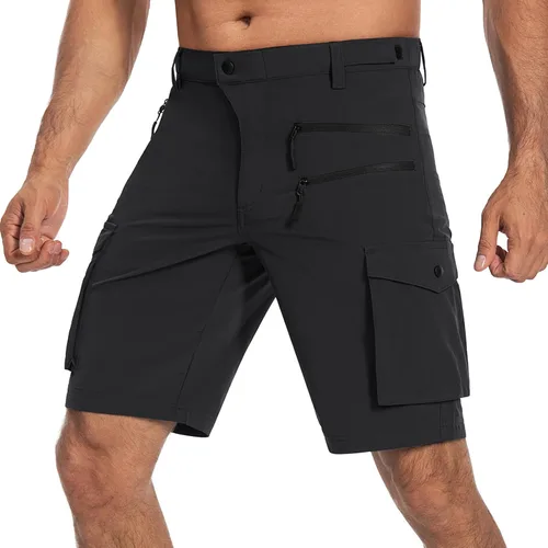 Hiauspor Pantalones cortos de ciclismo de montaña para hombre, elásticos, de secado rápido, para senderismo, trabajo, golf, pesca, táctico