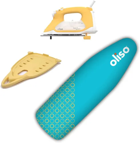 Oliso TG1600 Pro Plus SmartIron de 1800 vatios con elevación automática (amarillo) y protector de suela de hierro de silicona solemate Oliso