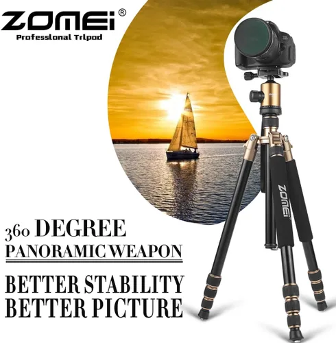 Miniatura 3 de Trípode monopié portátil de aluminio profesional ZOMEi Z818, de 65 pulgadas, con cabezal esférico de 360 grados, placa de liberación rápida de 1/4