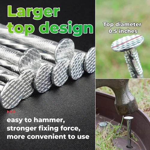 Miniatura 5 de Estacas para Paisajismo Galvanizadas de Servicio Pesado de 6.3 Pulgadas, (Paquete de 300) Picos de Metal en Espiral para Césped para Césped