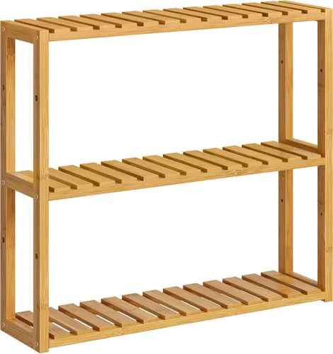 Miniatura 11 de SONGMICS Estantería de bambú para baño, con 3 niveles ajustables para plantas, de montaje en pared o de pie, para la sala de estar, balcón, cocina