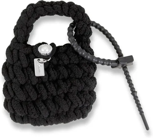 Sonix Bolsa de punto para auriculares | Llavero de ganchillo Estuche de almacenamiento para AirPods con accesorio de silicona extraíble | Negro