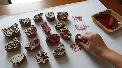 Miniatura 4 de CraftsofIndia® Bloques de madera de animales y pájaros para estampación, impresión en bloques en textiles, manualidades de cerámica, henna, pintura