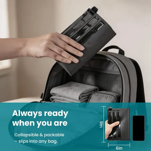 Miniatura 8 de Bolsa de lavado de viaje, diseño de válvula de aire 2 en 1 para lavado separado y menos uso de agua, bolsa de lavado portátil de viaje para camping