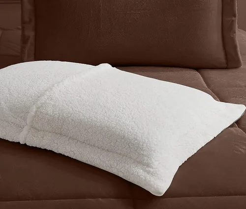 Miniatura 9 de Elegant Comfort Juego de edredón sherpa ultra afelpado de 3 piezas, color sólido y reverso esponjoso, apto para todas las estaciones, peso pesado