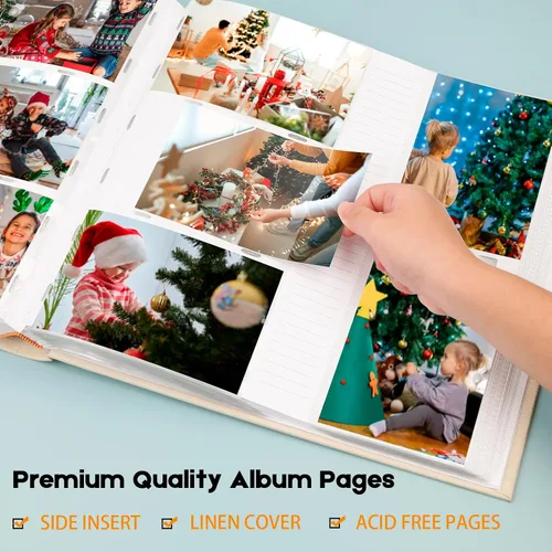 Miniatura 6 de Álbum de fotos de 600 bolsillos 4x6 con espacio para escribir, álbum de fotos de gran capacidad 4x6 que contiene 600 fotos horizontales y Beige