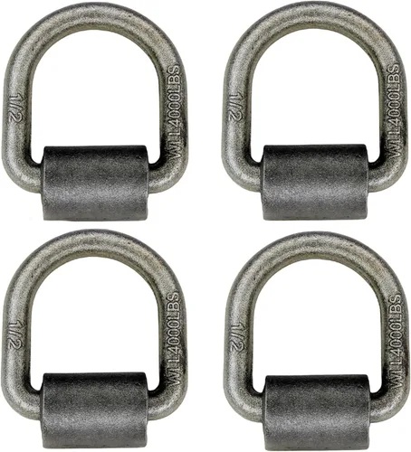 WorldPac Paquete de 4 anclajes de 1/2 pulgada, 4,000 libras de capacidad de límite de carga de trabajo soldado con anillo en D