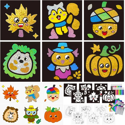 Miniatura 12 de Cinrobiye Juego de 24 piezas de papel de aluminio de Hanukkah para manualidades, kit de pintura de Janucá, papel de arte, actividades para colorear