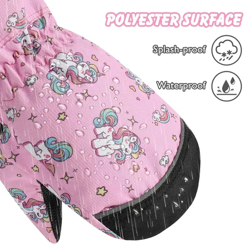 Miniatura 4 de MoKo Guantes de nieve para niños pequeños, antideslizantes, impermeables, con cremallera, de tela de terciopelo cálido, guantes de esquí para niños