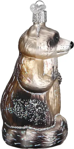 Miniatura 5 de Old World Christmas Adorno de cristal soplado de mapache para árbol de Navidad, decoración navideña artesanal, colección de animales de vida