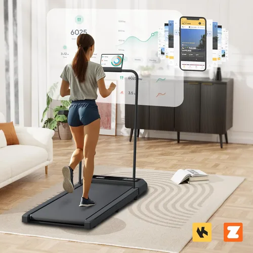 Miniatura 2 de Alfombrilla de caminadora con asa, alfombrilla de caminadora con inclinación del 0-10%, caminadora portátil 3 en 1 para usar debajo del escritorio
