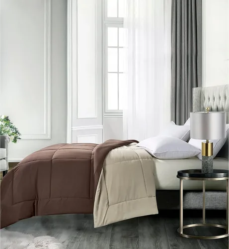 Miniatura 2 de Blue Ridge Home Fashions - Edredón sintético de microfibra para todas las estaciones, relleno de poliéster hipoalergénico, Negro/Platino, Full/ Queen