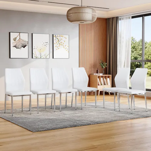 Miniatura 12 de Juego de 4 sillas de comedor negras, modernas sillas de cocina de piel sintética con cojín suave y patas de metal negro, impermeables y fáciles