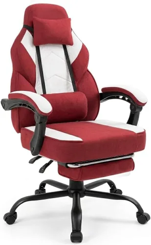 Miniatura 18 de Gaming Chair with Footrest Fabric Gaming Chair for Adults with Massage Lumbar Support, High Back Ergonomic Computer Chair, Pocket Spring Cushion