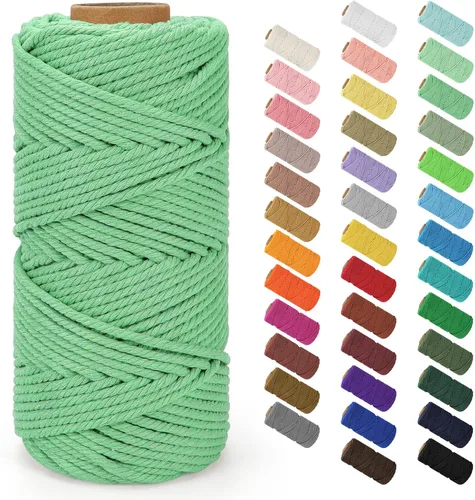 Miniatura 116 de Cordón de macramé de 0.079 in x 380 yardas (1140 pies), cuerda de algodón natural para colgar en la pared, ganchos de plantas, manualidades, Beige