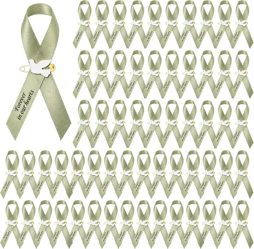 Miniatura 14 de 50 piezas de cintas de funeral de paloma, cintas conmemorativas de funeral, alfileres de servicio conmemorativo clásico, cinta de respeto con moño