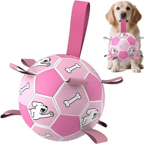 Miniatura 10 de Balón de fútbol para perros, juguetes interactivos para tira y afloja, regalos de cumpleaños para cachorros, juguete de remolcador, juguete de agua