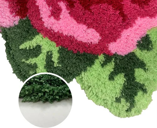 Miniatura 6 de Alfombras de baño de rosas rojas, alfombras de inodoro en forma de U, lavables, gruesas, suaves, antideslizantes, alfombras de área de flores Rojo