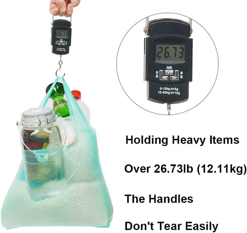 Miniatura 5 de LazyMe Bolsas para camisetas de plástico con asas a granel para tiendas y restaurantes, bolsas de plástico para negocio, 12 x 20 pulgadas