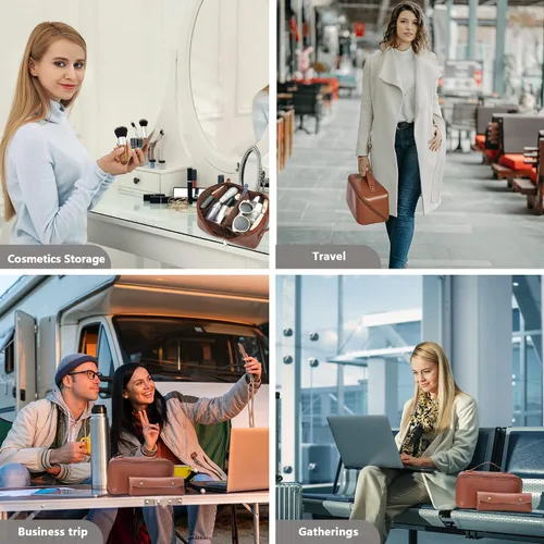 Miniatura 6 de Bolsa de maquillaje organizadora de viaje, bolsa de cosméticos grande con divisores ajustables, bolsa de almacenamiento portátil para artistas