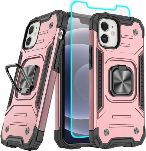 Miniatura 7 de HNHYGETE Funda para iPhone 12 / iPhone 12 Pro con protector de pantalla: [grado militar de 20 pies probada en caídas] anillo a prueba de golpes