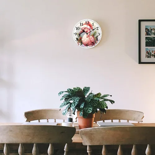 Miniatura 5 de Relojes de pared de 10 pulgadas, sombrero de Navidad, flamenco, reloj colgante de madera, silencioso, sin tictac, números arábigos, estilo país