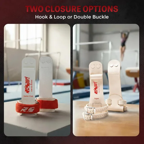 Miniatura 9 de Reisport Puños de gimnasia para hombre, de cuero duradero, para anillos de gimnasia para hombres y niños, equipo de gimnasia y accesorios