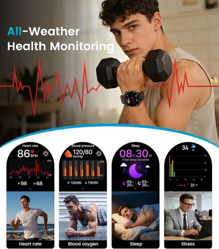 Miniatura 7 de Reloj inteligente de pantalla HD grande de 1.7 pulgadas para hombres con llamada Bluetooth, más de 100 modos deportivos, 800 mAh, IP68 impermeable