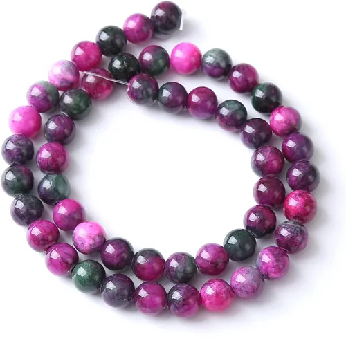 Miniatura 5 de 45 cuentas redondas sueltas de jade persa de turmalina de piedra natural de 0.315 pulgadas para hacer joyas, pulseras de bricolaje, collares