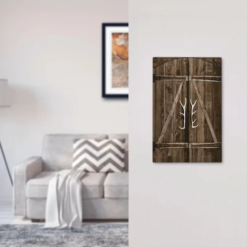 Miniatura 1260 de Placa Decorativa de Pared de Granja Rústica con Cuerno de Madera para Puerta de Granero 1 Banda Duplex Cubiertas de Toma Eléctrica Soltera