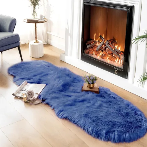Miniatura 59 de Ciicool Alfombras de Piel de Oveja Sintética Suaves Alfombra de Piel Sintética Suave Beige Alfombra Esponjosa Funda para Silla y Sofá Alfombra